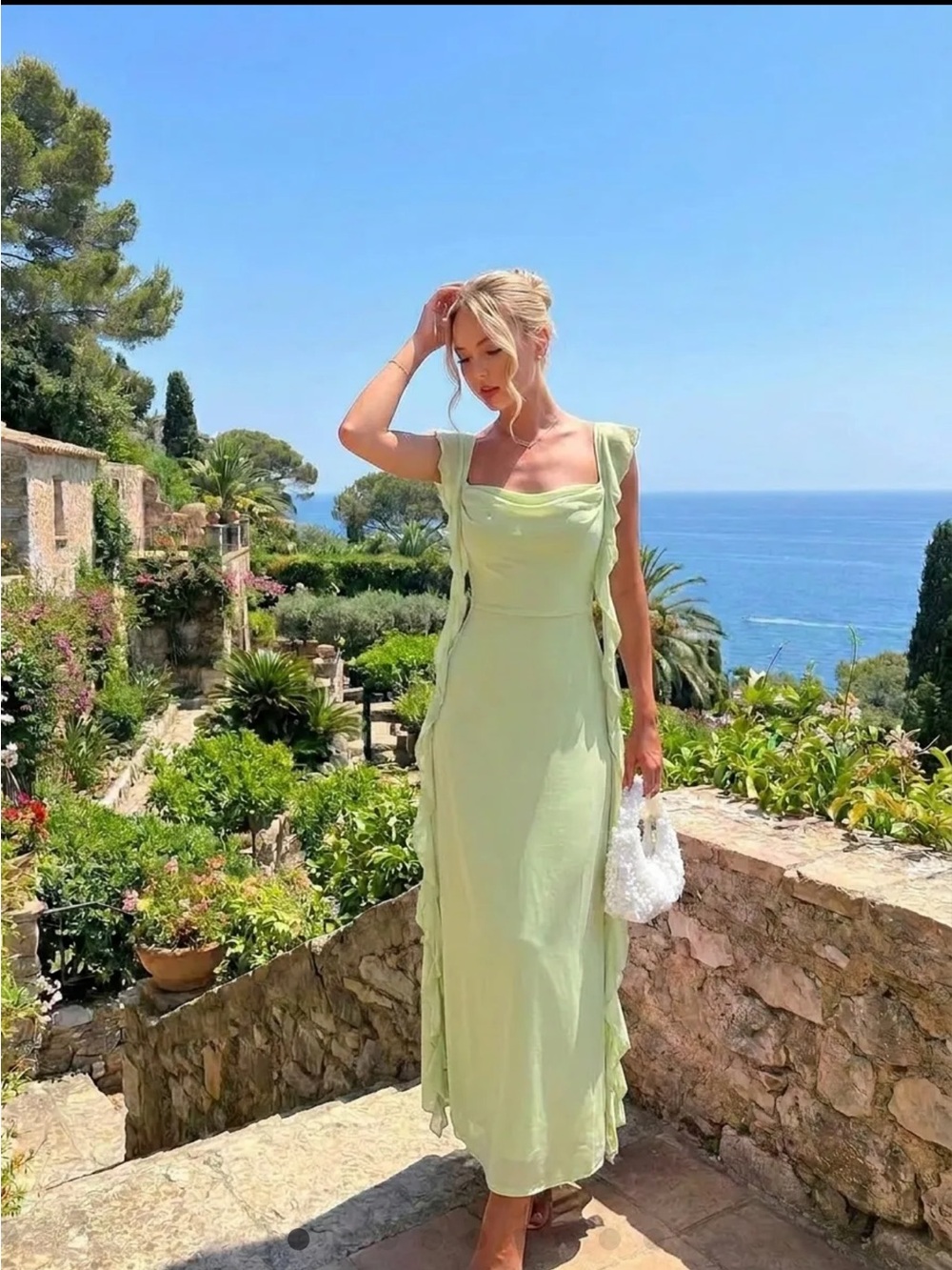 NWT CIDER MESH RUFFLE HEM MAXI DRESS